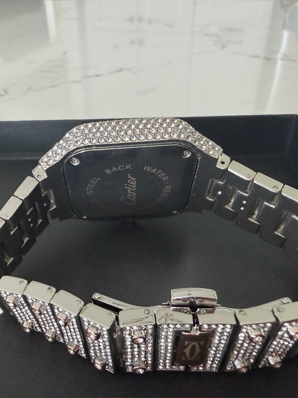 Cartier Gold Crystal-Embellished Bracelet Watch